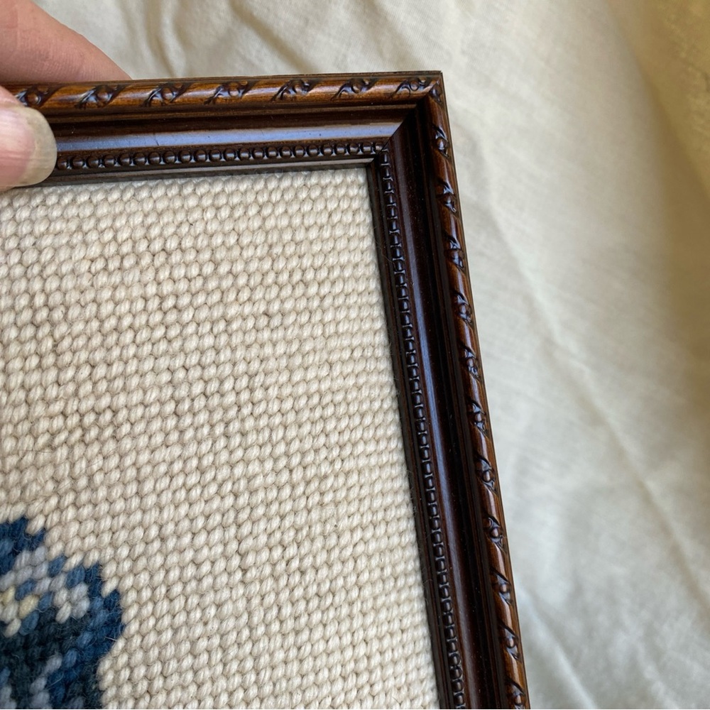 Pinkie And Blue Boy Framed Needlepoint Portraits Embroidery Crewel Vintage - Picture 4 of 9